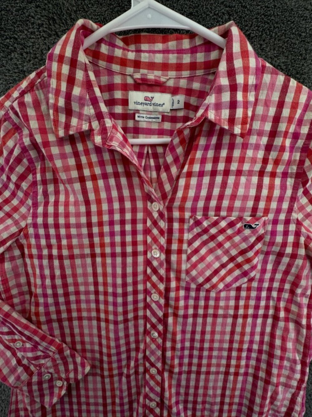 Vineyard Vines Women Size 2 Check Button Up Flannel Shirt With Cashmere